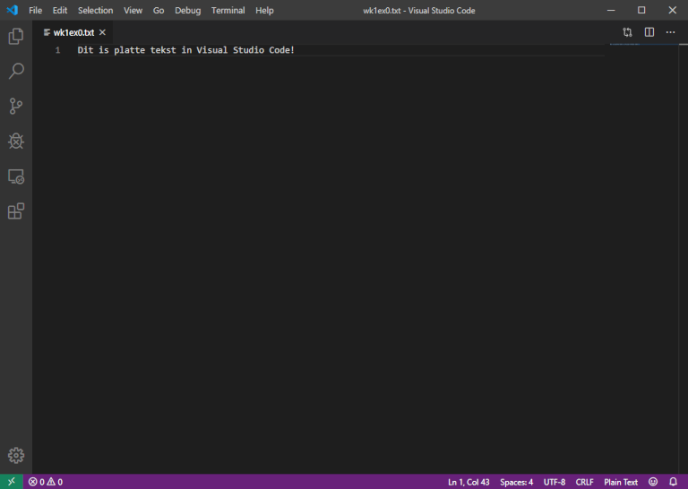 VSCode platte tekst